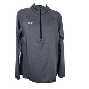Under Armour Womens Shirt Small Loose HeatGear 1/4 Zip Pullover Striped 1276211